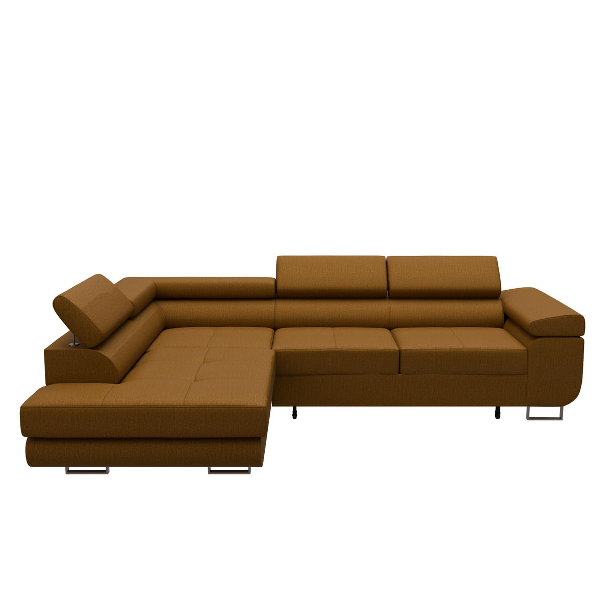 ECKSOFA VEMO EDGE Links Gelb Velour-Stoff mit Bettkasten und Schlaffunktion - Gelb, Textil (200/270cm) - Barchello