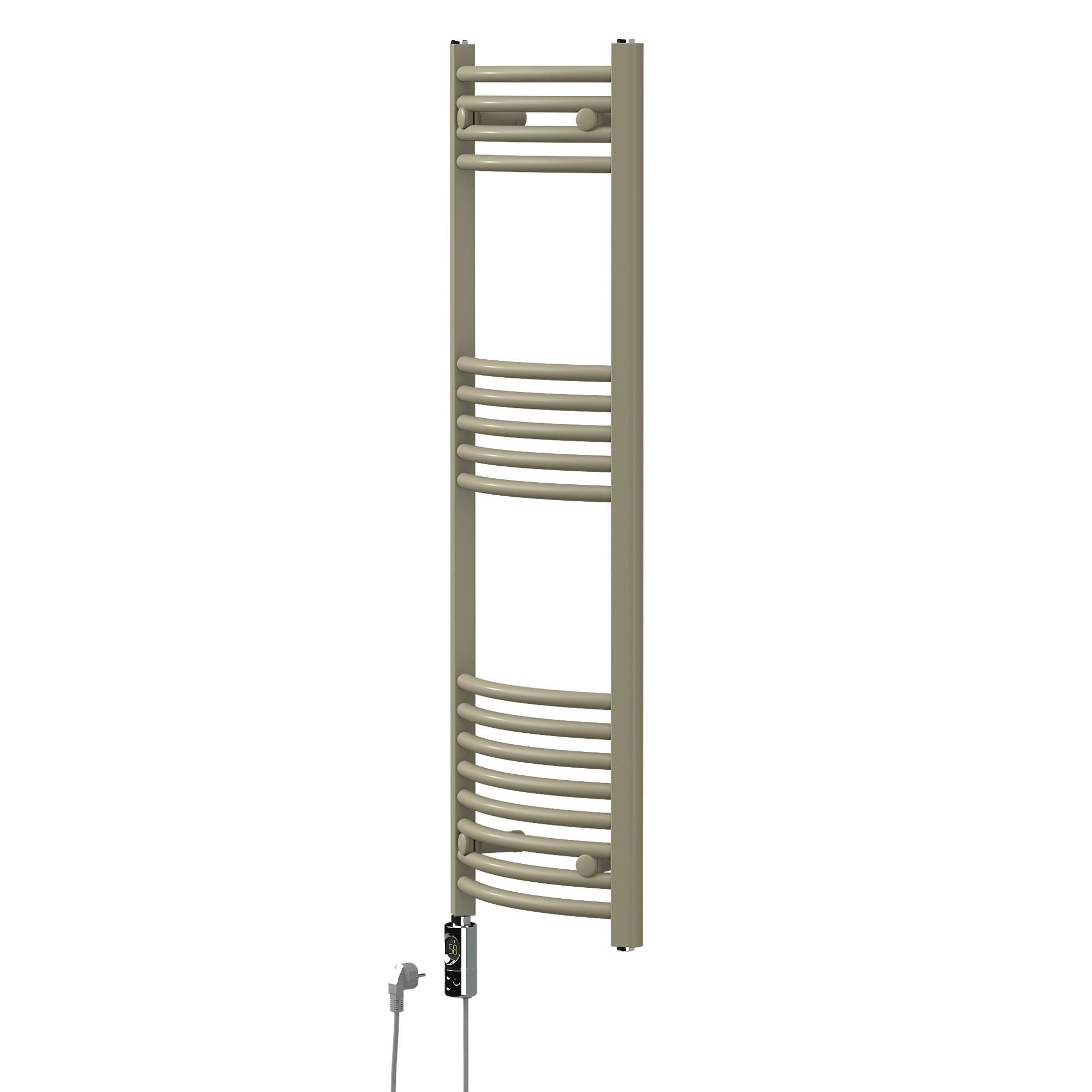HANDTUCHHEIZKÖRPER elektrisch 400 x 1200 mm Beige Badheizkörper gebogen mit Seitenanschluss mit Heizstab 600W - Beige, Metall (40/120/3cm) - LuxeBath