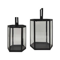 DEKORATIVES LATERNEN SET, 2 pieces Schwarz 19/29/39 cm - Schwarz, Metall (19/39/29cm) - Mobili Rebecca