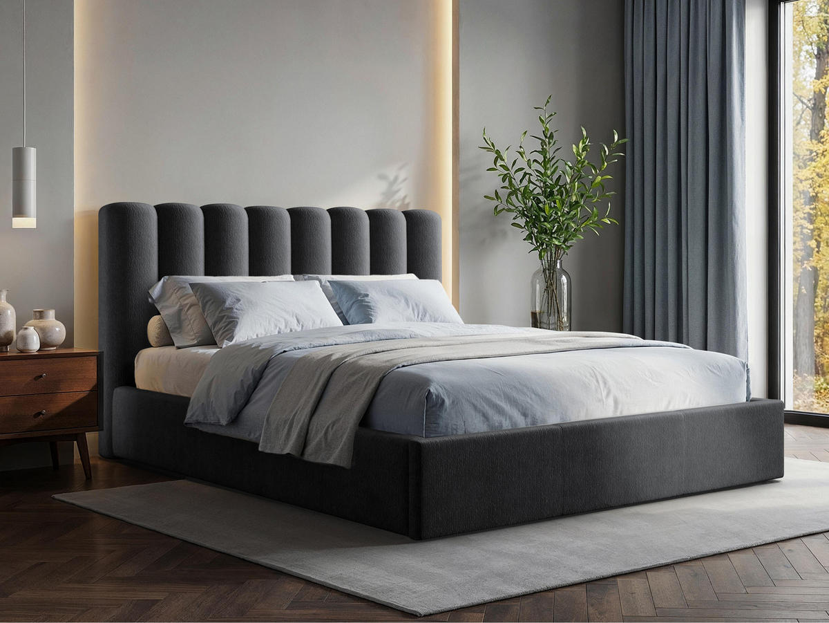 POLSTERBETT Nox - Anthrazit/Naturfarben, Holzwerkstoff/Textil (180/200cm) - MIRJAN24