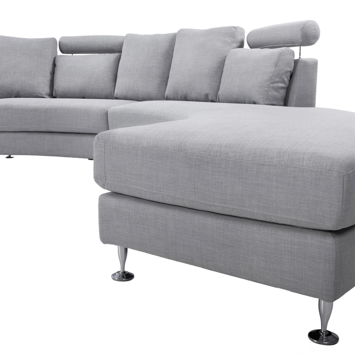 7-SITZER-SOFA mit Ottomane Polyester Grau Rotunde - Grau, Textil (448/76/236cm) - Beliani