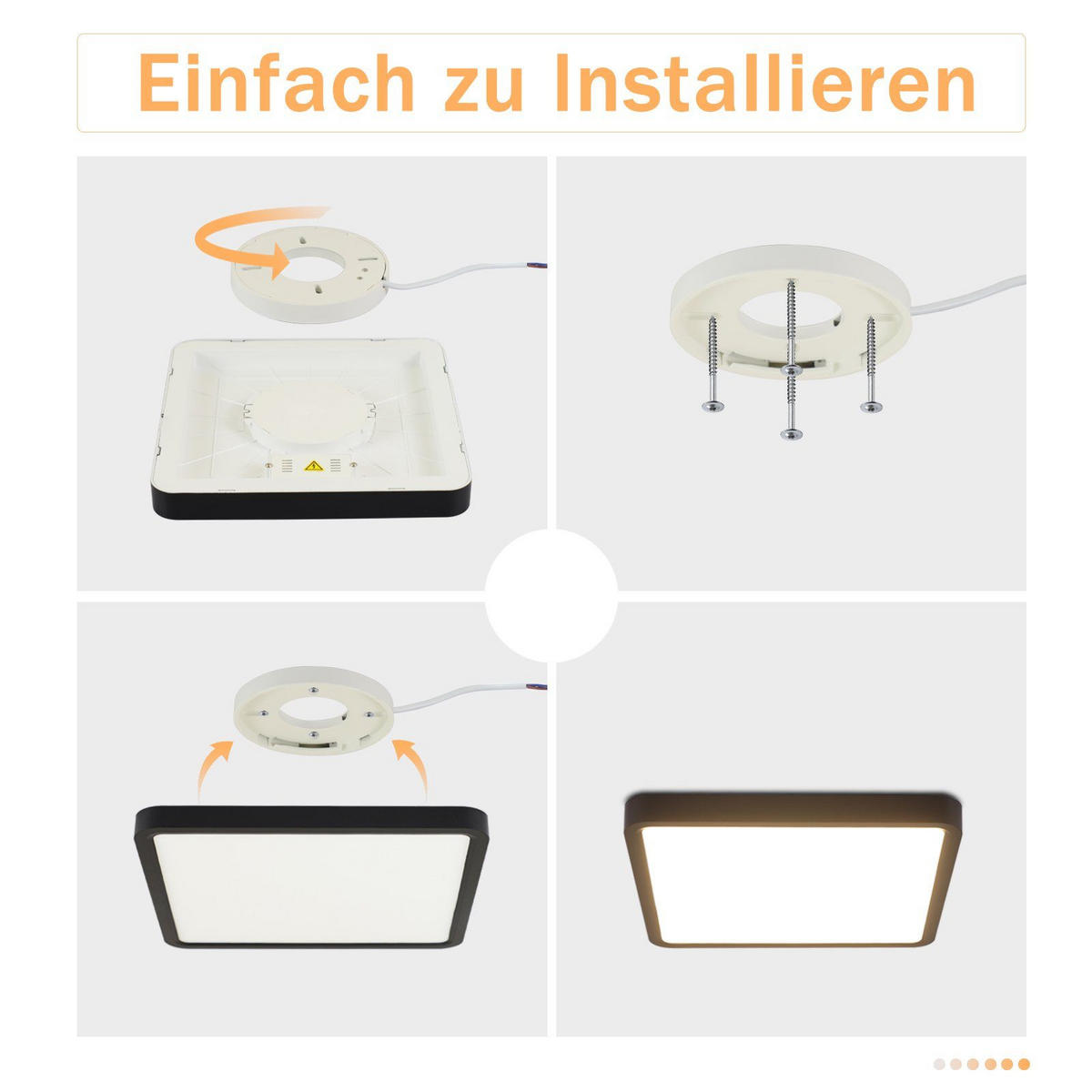 LED-DECKENLEUCHTE Energie 23/23/2 cm - Schwarz, Kunststoff (23/23/2cm) - Nettlife