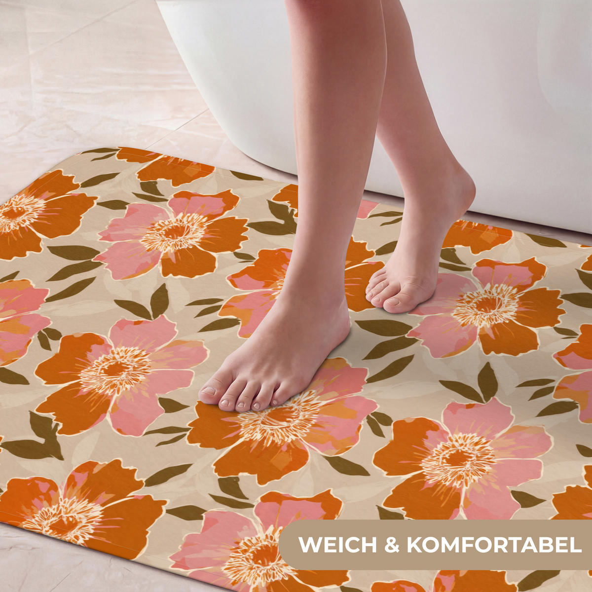 KÚPEĽŇOVÁ PREDLOŽKA Kvety - Motív - Retro 60x120 cm - viacfarebná, textil/plast (60/120cm) - OnlyWow