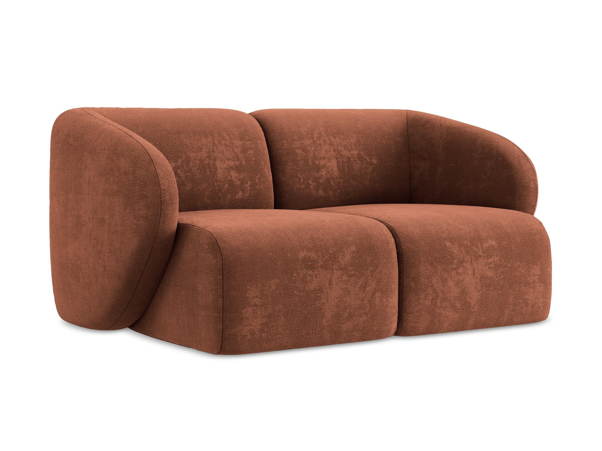 2-SITZER-SOFA Chenille Stoff Orange - Terra cotta/Schwarz, Holzwerkstoff/Kunststoff (174/75/94cm) - Makamii