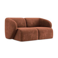 2-SITZER-SOFA Chenille Stoff Orange - Terra cotta/Schwarz, Holzwerkstoff/Kunststoff (174/75/94cm) - Makamii