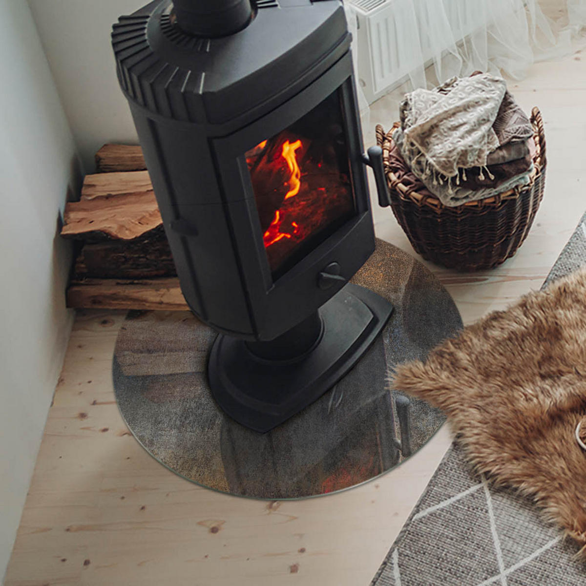 GLASPLATTE für Kamin Ø 60 cm Braun - Braun, Glas (60/60/0.4cm) - ArtPrintCave