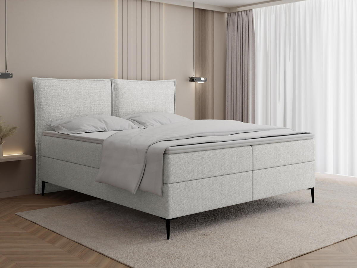 BOXBETT Calio Rise mit Bettkasten, Grau Chenille 120x200 cm – inkl. H4 Taschenfederkern Matratze & Foam Topper - Schwarz/Grau, Holz/Holzwerkstoff (120/200cm) - WFL GROUP