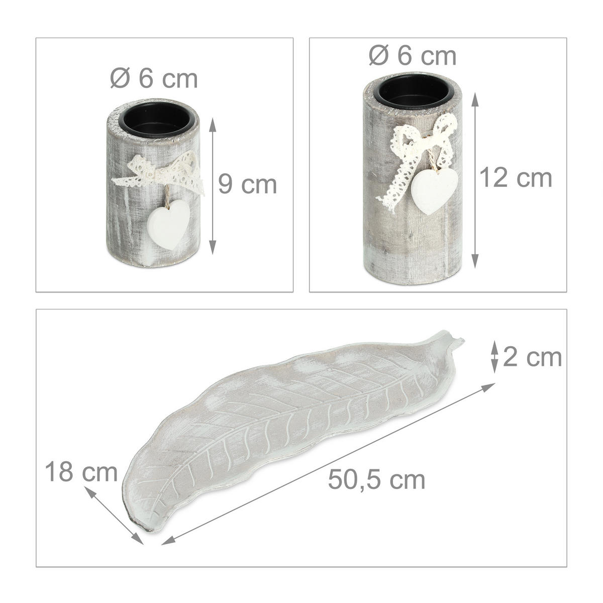 TEELICHTHALTER - Beige, Holzwerkstoff/Stein (12cm) - Relaxdays