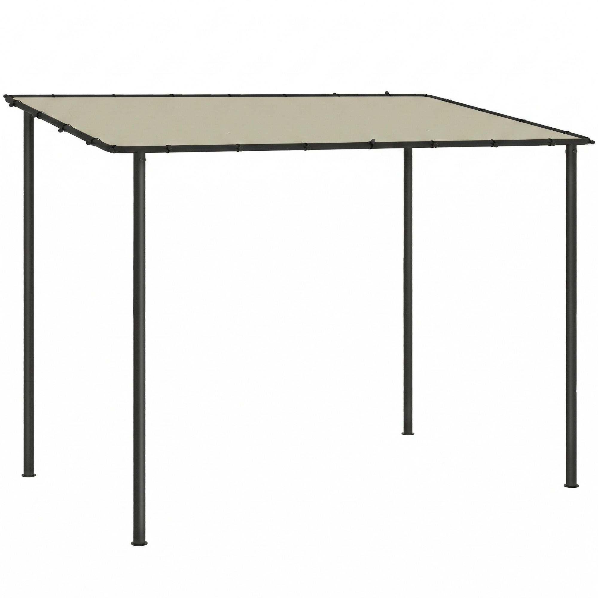 PERGOLA Metall Polyester Cremeweiß - Creme/Schwarz, Textil/Metall (180/230/300cm) - Outsunny