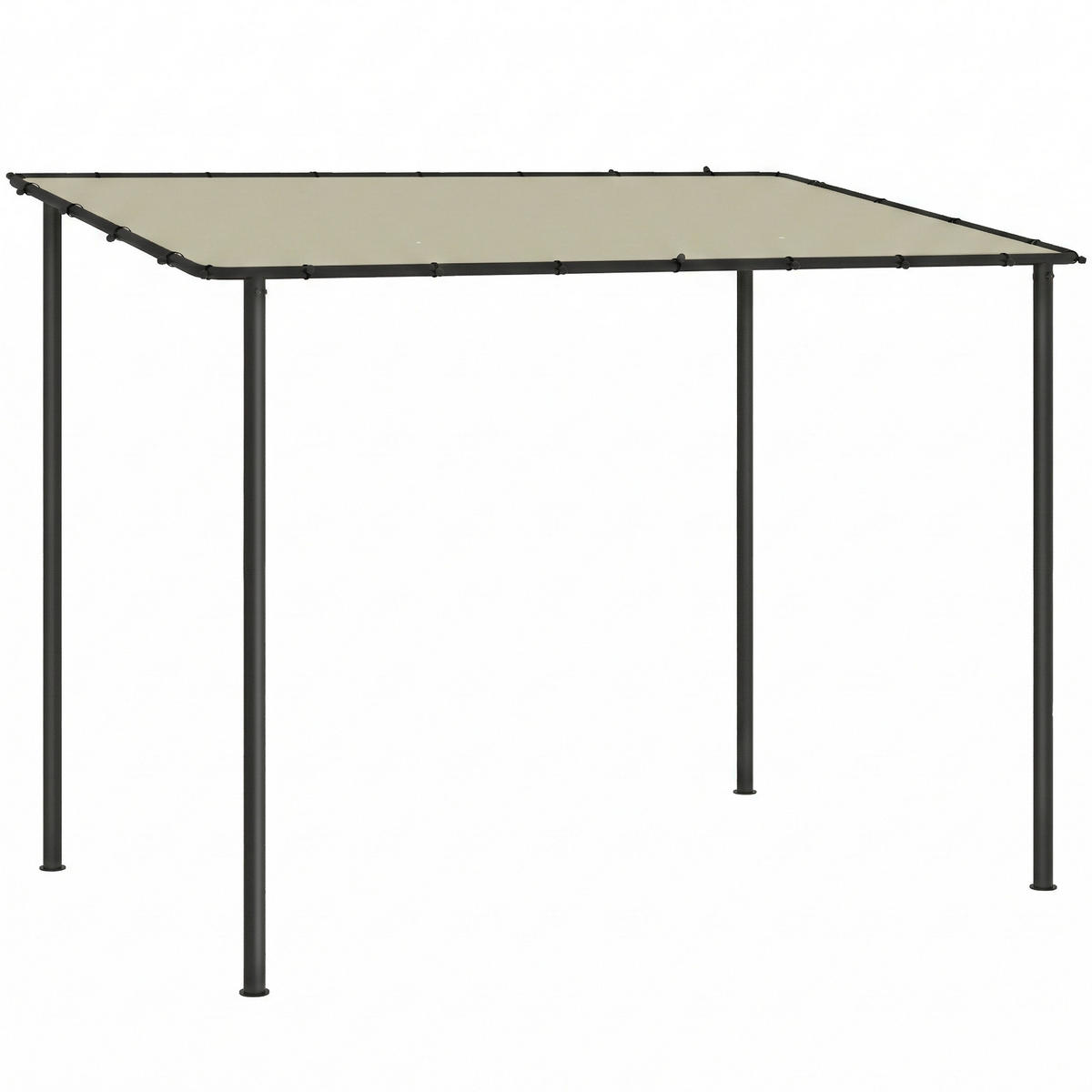 PERGOLA Metall Polyester Cremeweiß - Creme/Schwarz, Textil/Metall (180/230/300cm) - Outsunny