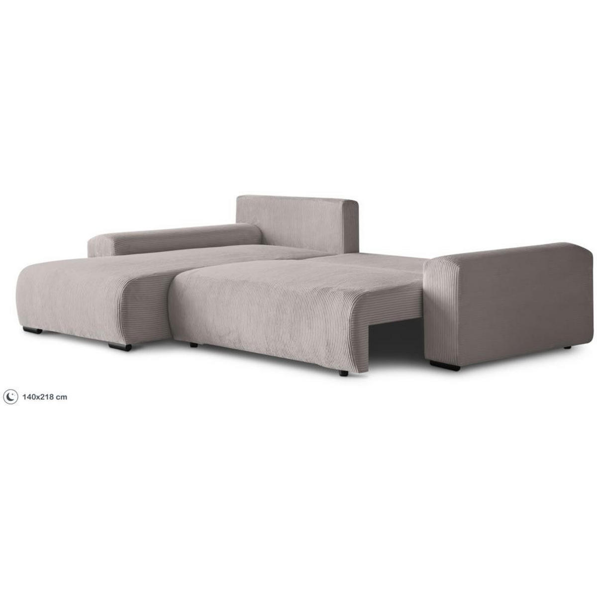 ECKSCHLAFSOFA Benny cappuccino links - Schwarz/Cappuccino, Kunststoff/Textil (271/185cm) - Beautysofa