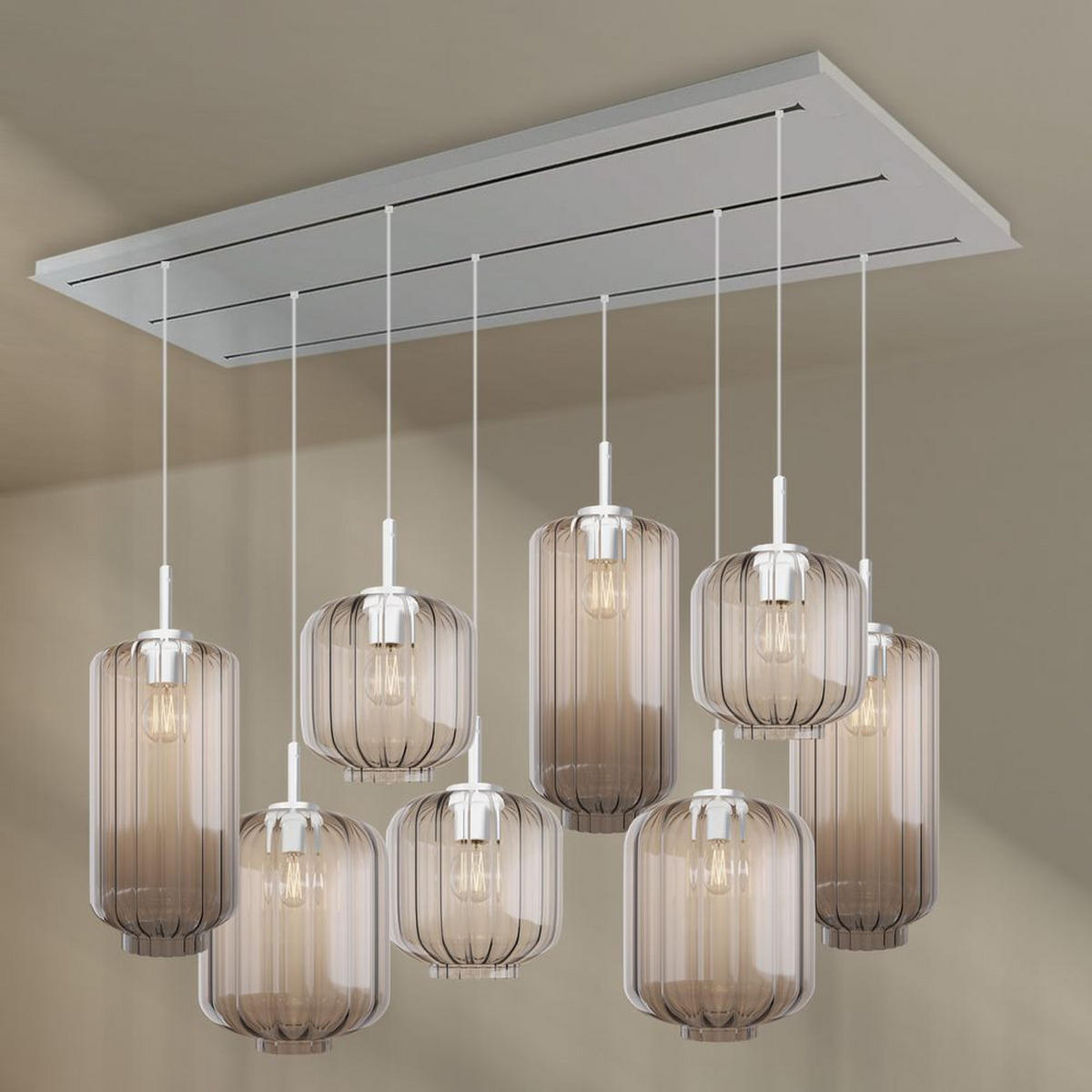 HÄNGELEUCHTE Velo 8-flammig Klar Ø 18/20/25cm - Klar/Weiß, Glas (25/25/27cm) - s.luce