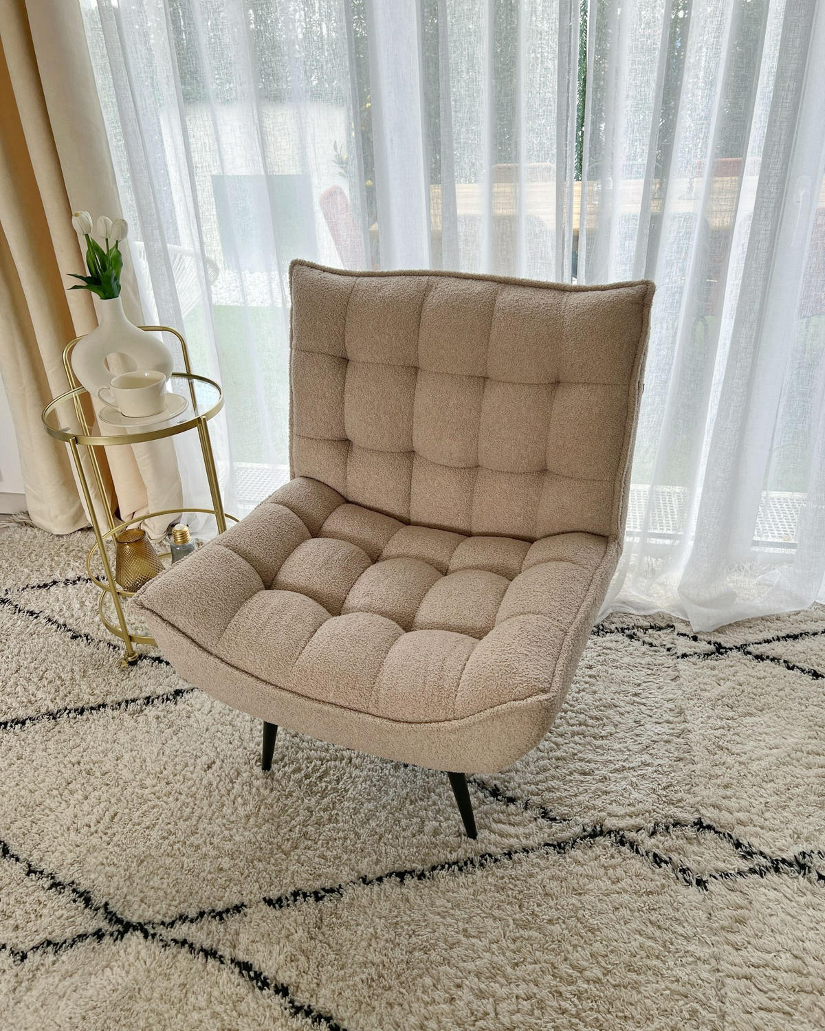 SESSEL Bouclé Beige Alvesta - Beige, Textil (73/92/79cm) - Beliani
