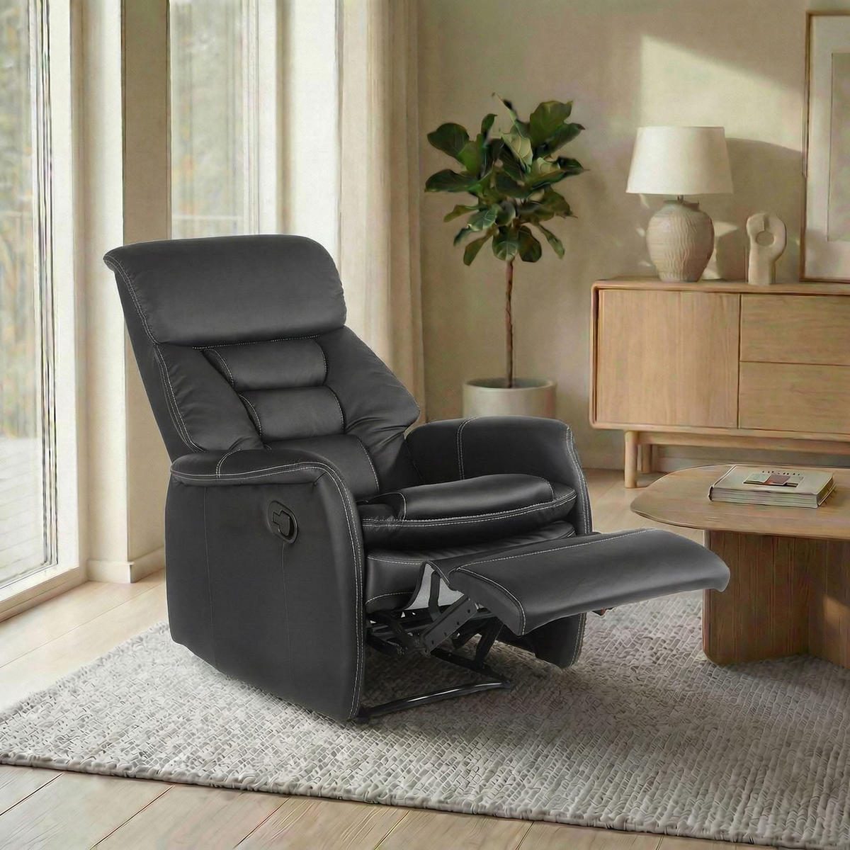 FERNSEHSESSEL SOPHIE - Schwarz, Textil (72/106/87cm) - IDIMEX