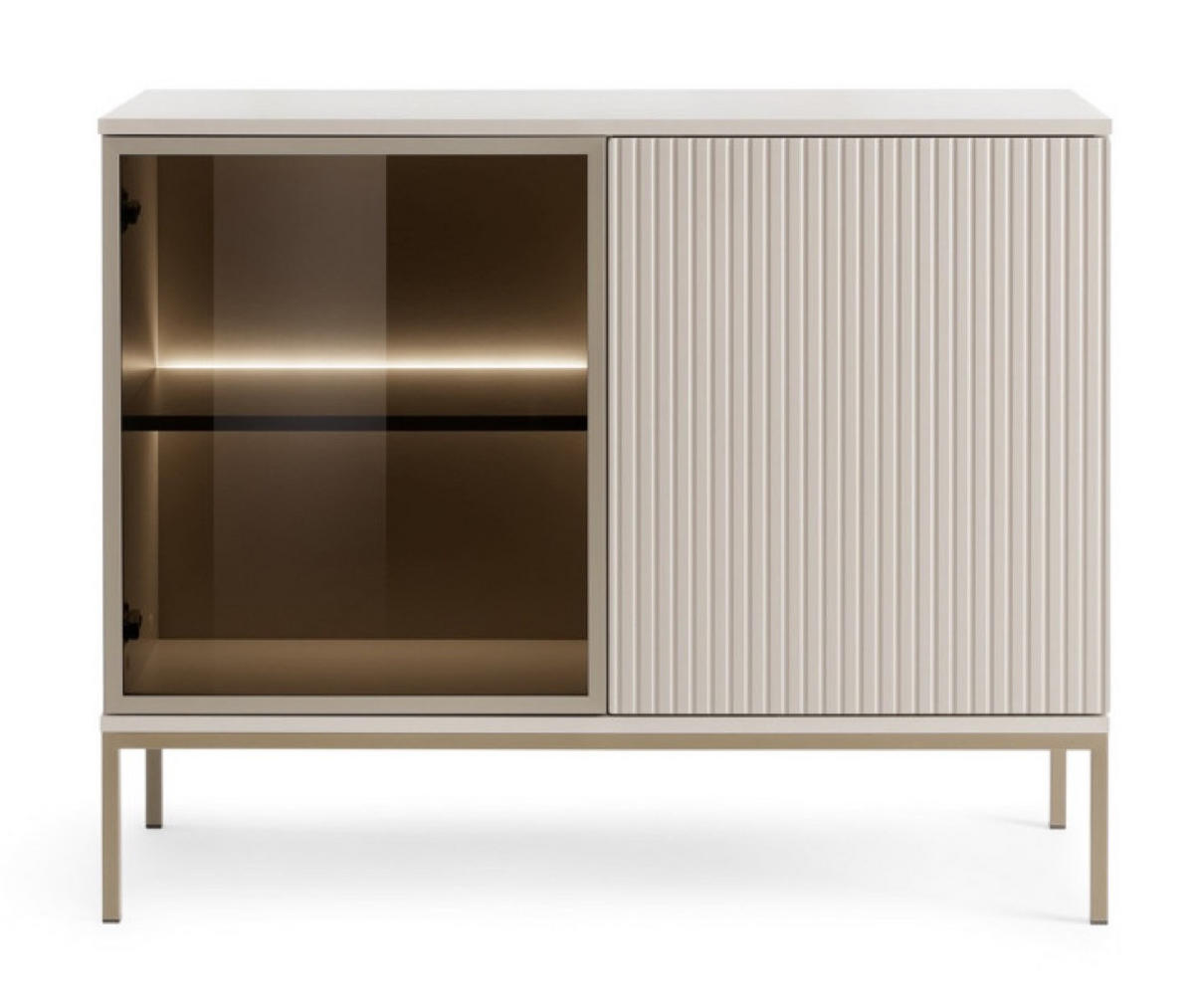 KOMMODE Kaschmir SANTI Mit Lamellen K104 - Beige, Holzwerkstoff (104/83/39cm) - Sepro Meble