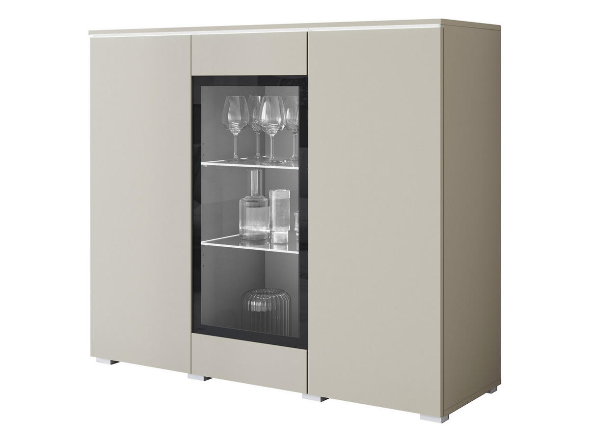 KOMMODE Vera 120 mit weißer LED Beleuchtung - Kaschmir/Silberfarben, Holzwerkstoff/Kunststoff (120/104/40cm) - MIRJAN24