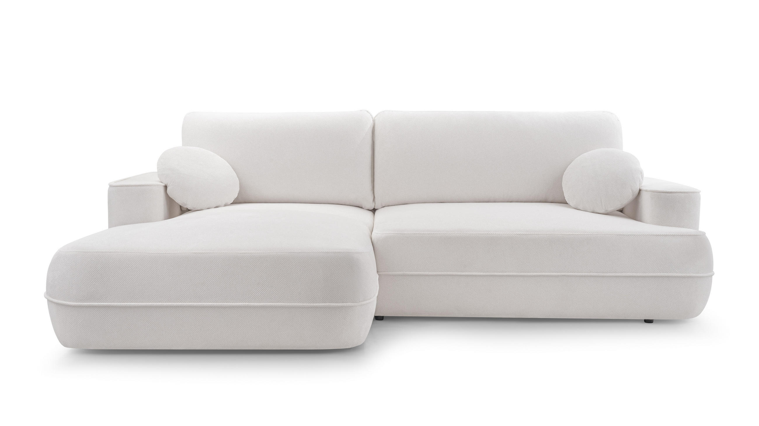 ECKCOUCH L Form Peoni Weiß 267/168/87 cm mit Schlaffunktion L - Schwarz/Weiß, Kunststoff/Textil (168/267cm) - AX Living