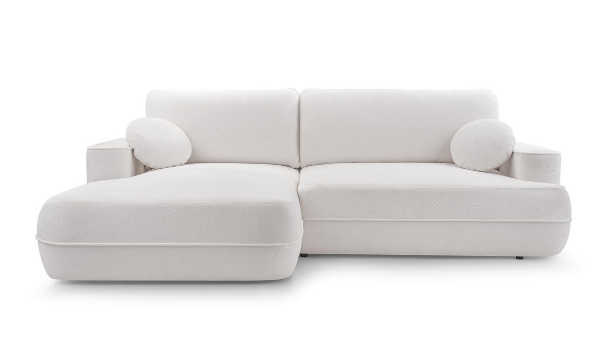ECKCOUCH L Form Peoni Weiß 267/168/87 cm mit Schlaffunktion L - Schwarz/Weiß, Kunststoff/Textil (168/267cm) - AX Living
