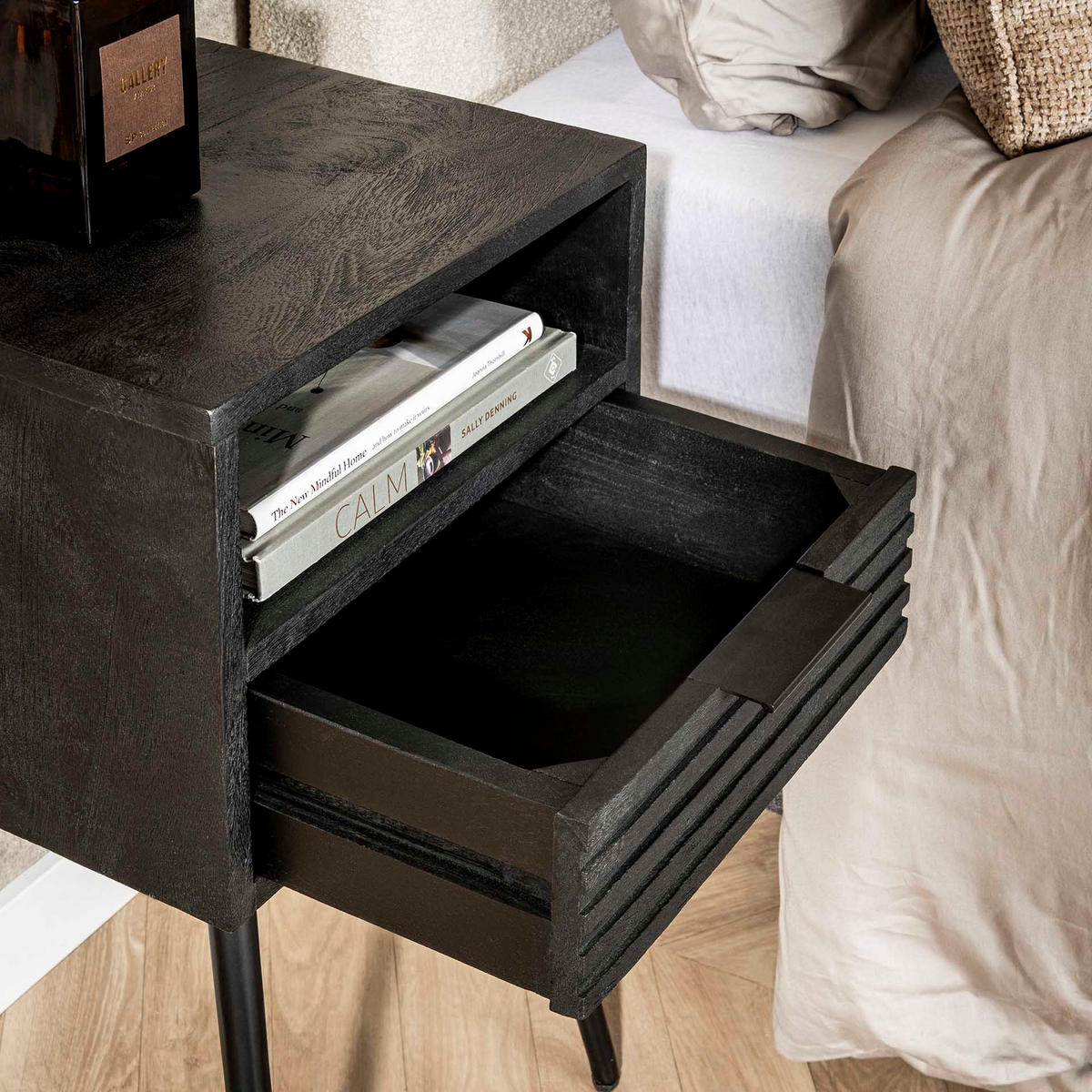 NACHTTISCH Marina Schwarz 35/35/60 cm - Schwarz, Holz (35/60/35cm) - Hoyz Collection