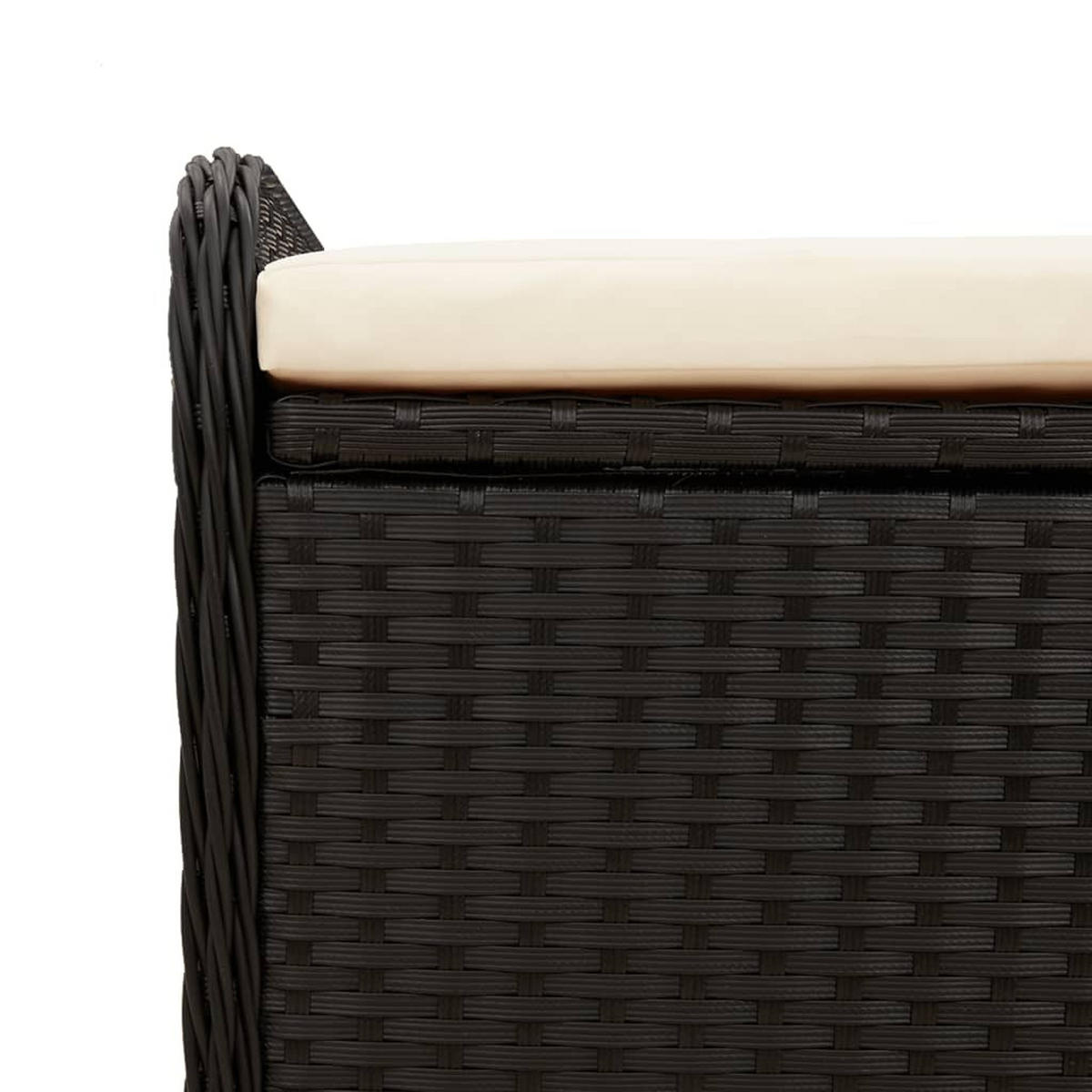 SITZBANK Mit Stauraum & Kissen Schwarz 115/51/52 Cm Poly Rattan - Schwarz/Weiß, Kunststoff/Textil (115/52/51cm) - vidaXL