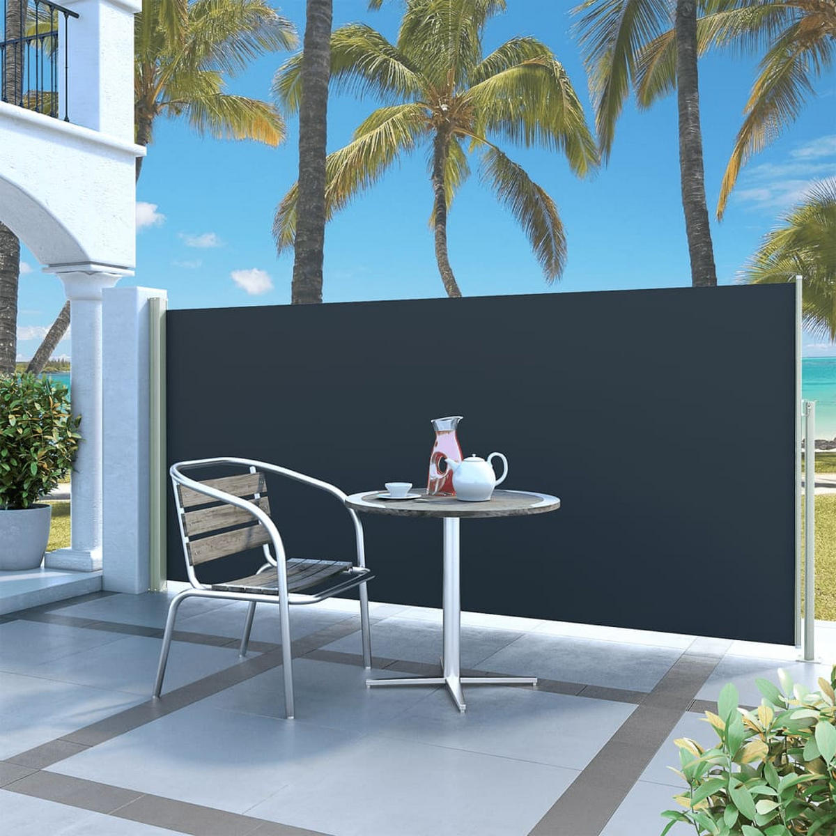 AUSZIEHBARE Seitenmarkise 140x300 cm Schwarz - Schwarz, Textil (3/140/300cm) - furnicato