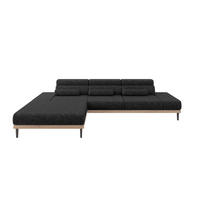 ELEKTRISCHES ECKSOFA Links MONA 316x205x85 Schwarz Velours - Schwarz, Holzwerkstoff/Textil (316/205cm) - ALTDECOR
