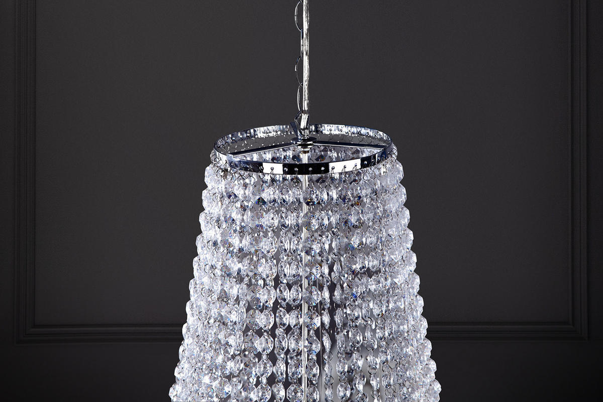 HÄNGELEUCHTE ROYAL XL Kunststoff Transparent 105 cm - Transparent/Silberfarben, Kunststoff/Metall (60/60/105cm) - riess-ambiente