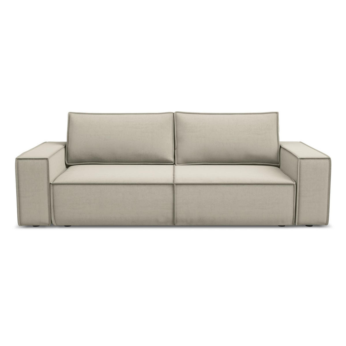 3-SITZER SOFA mit Schlaffunktion Samt Stoff Creme - Perlmutt/Creme, Kunststoff/Textil (255/85/105cm) - LaMiaSofa