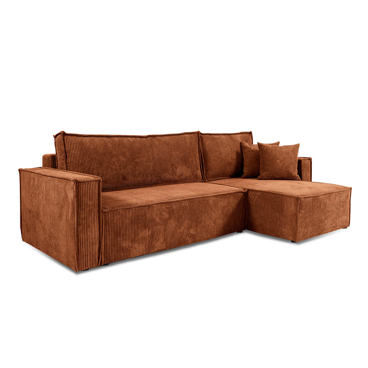 ECKSOFA Ezekiel 3 Sitzplätze Terracotta - Orange, Holz (236/145cm) - Petits-meubles