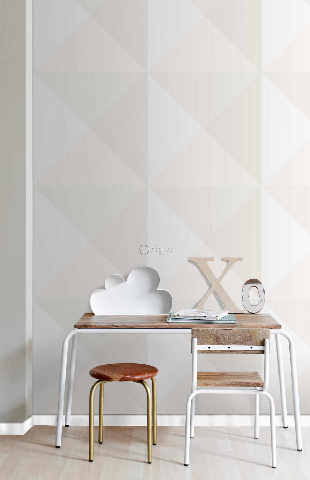 TAPETE große Dreiecke 53 cm x 10.05 m - Beige, Papier (53/0.1cm) - Origin Wallcoverings