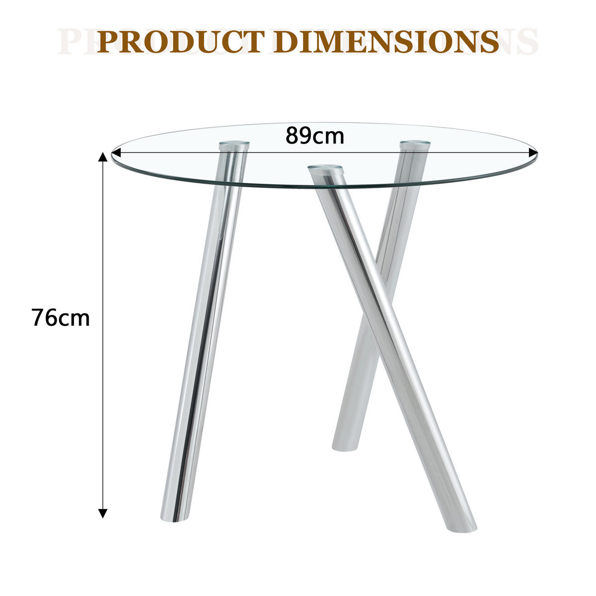ESSTISCH runder Silber mit Metallbeinen 89 cm - Silberfarben, Metall (89/89/76cm) - Oxeza