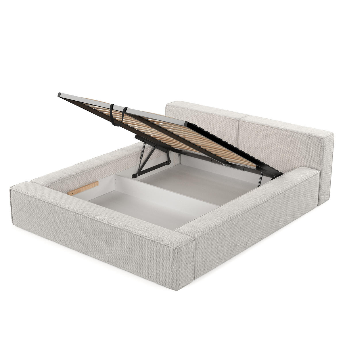 POLSTERBETT Casto mit Stauraum 140/200 cm Creme im Bonita Stoff - Creme/Schwarz, Holz/Holzwerkstoff (140/200cm) - AltaBeds