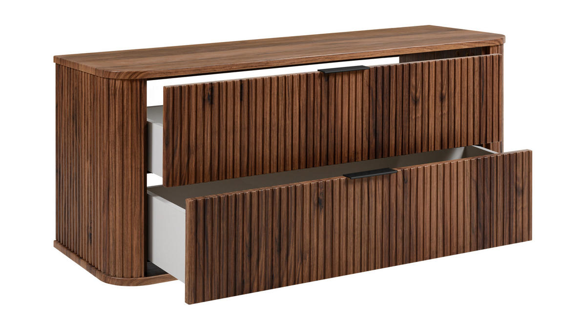 BADEZIMMERSCHRANK, Eiche-Nussbaum, Schwarze Griffe, 41,5 x 120 x 51,7 cm - Dunkelbraun/Schwarz, Holzwerkstoff/Kunststoff (120/51.7/41.5cm) - 3XE LIVING