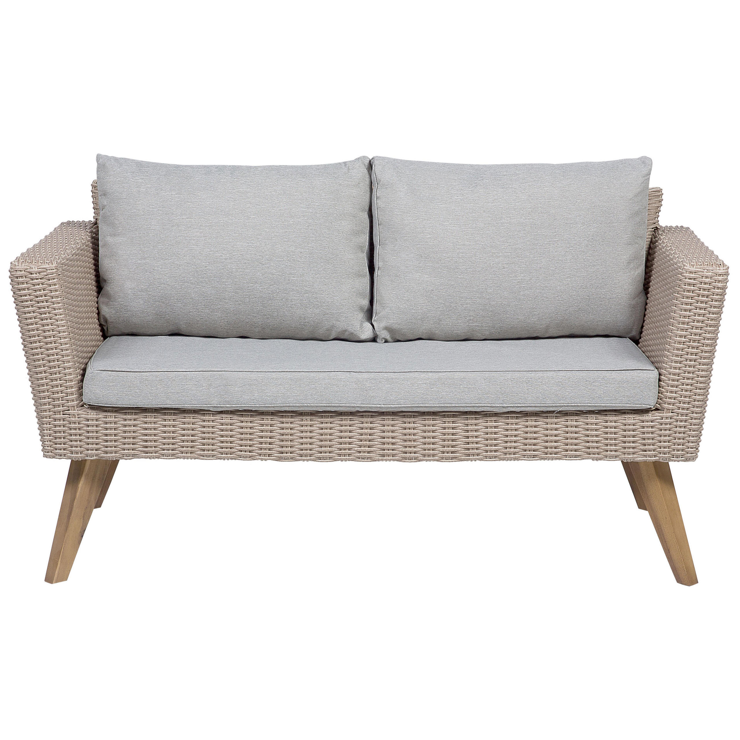 LOUNGE-SET 4-sitzer Rattan Grau Vittoria - Beige, Kunststoff - Beliani