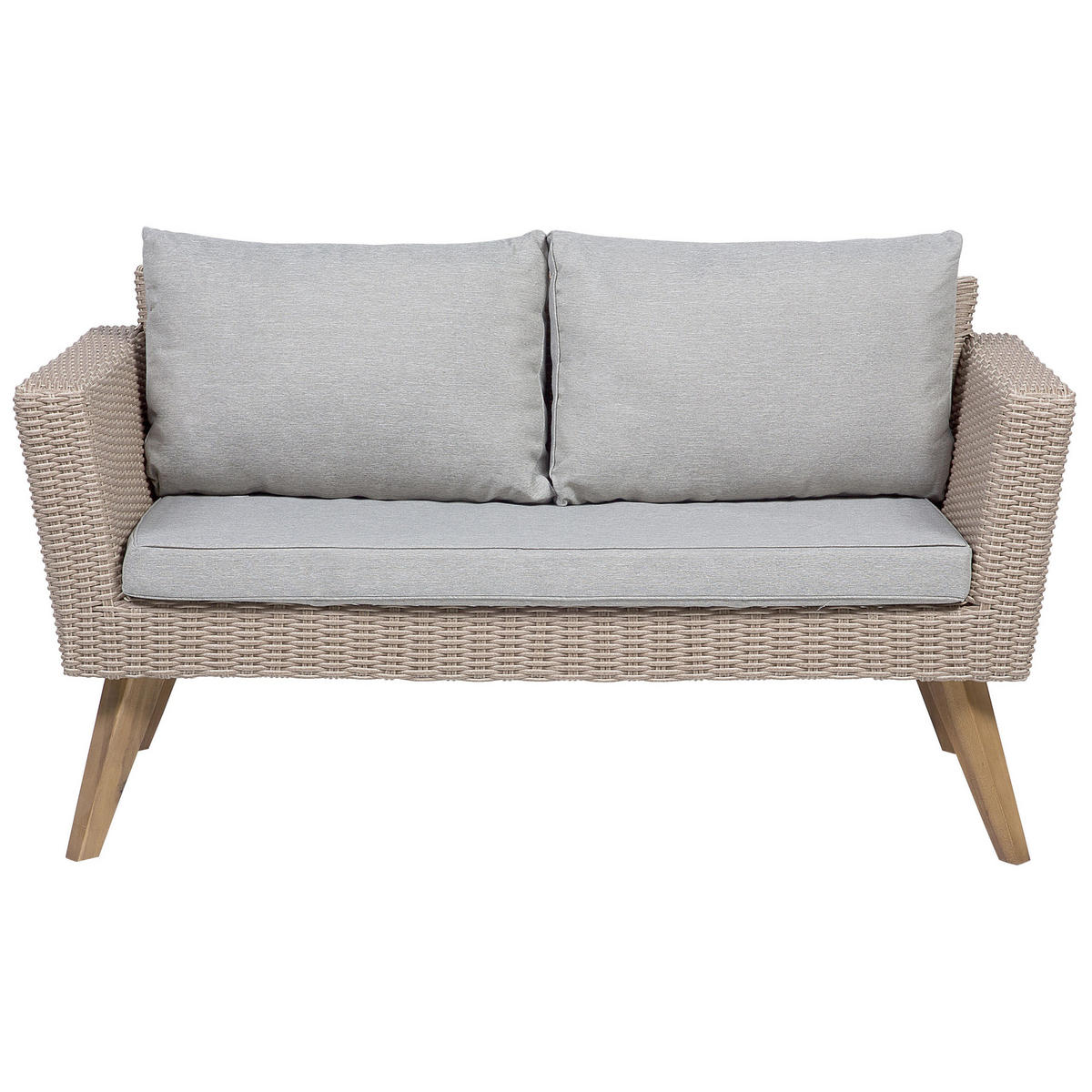 LOUNGE-SET 4-sitzer Rattan Grau Vittoria - Beige, Kunststoff - Beliani