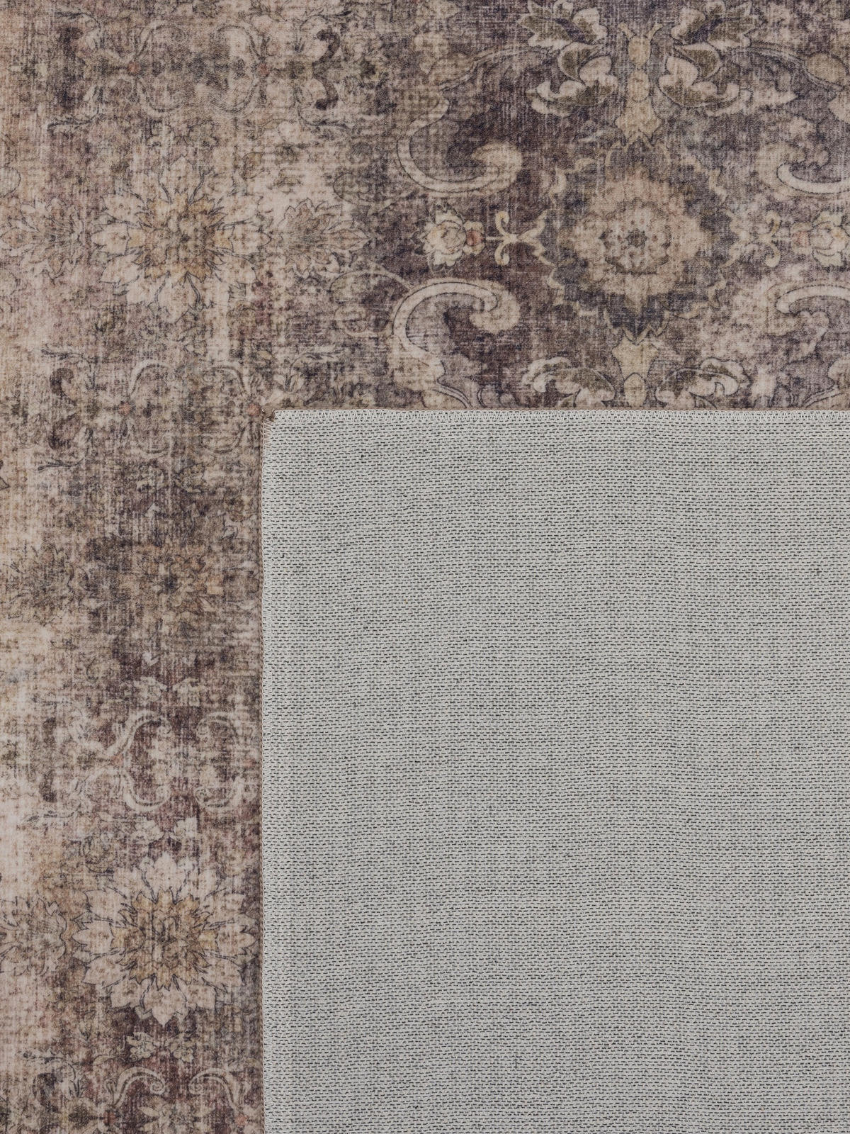 TEPPICH Kurzflor, waschbar, mit floralen Ornamenten, VERNANTE in Braun-Grau, 120 x 170 cm - Braun, Textil (120/170cm) - KADIMA DESIGN
