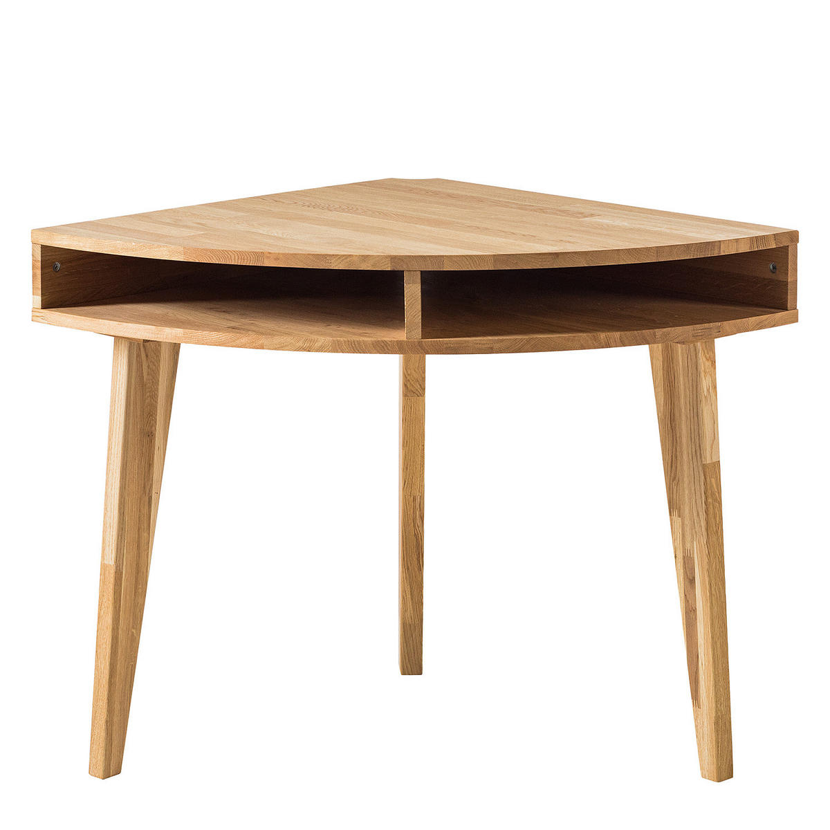 ECKSCHREIBTISCH - Eiche massiv - Eichefarben, Holz (75/75/76cm) - home24