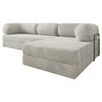 ECKSOFA ETERA modulares Boneless Sofa mit Schlaffunktion Hellgrau Cordstoff - Hellgrau, Textil (270/160cm) - MASSENO
