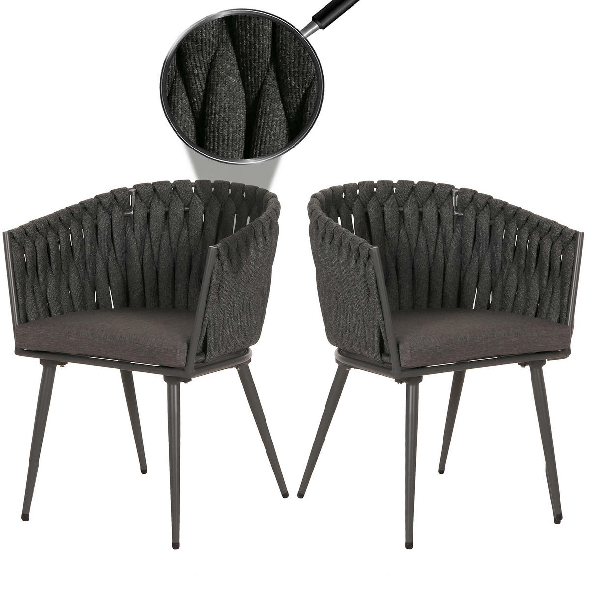 ESSZIMMERSTUHL Anthrazit, Grau 2er-Set - Anthrazit/Grau, Textil (61/82/57cm) - MCW