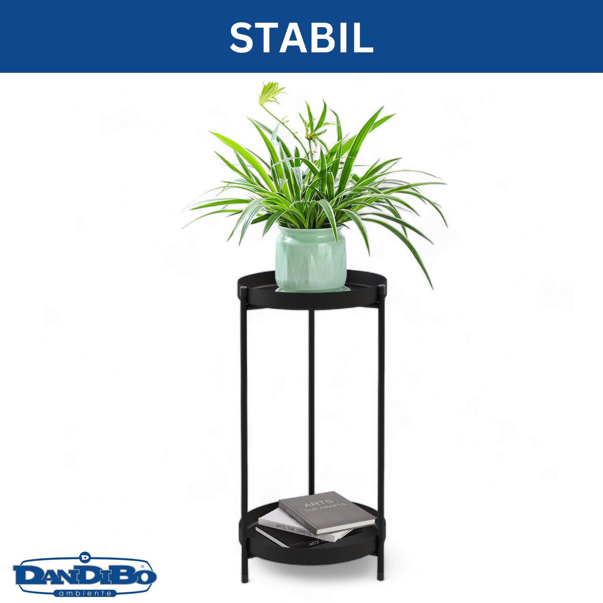 BLUMENSTÄNDER 2 Etagen Metall Schwarz 25/52 cm - Schwarz, Metall (25/52/25cm) - DanDiBo