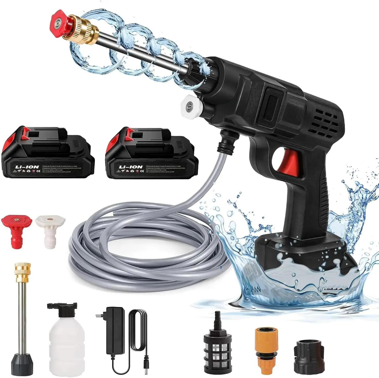 ELEKTRO-HOCHDRUCKREINIGER 50Bar, kabellos für Makita 21V Batterie mit 1 Batterie - Schwarz, Metall (41.5/23cm) - Coonoor
