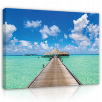 LEINWAND BILDER Strand Meer 100x70 - Multicolor, Holzwerkstoff (100/70cm) - Wallarena