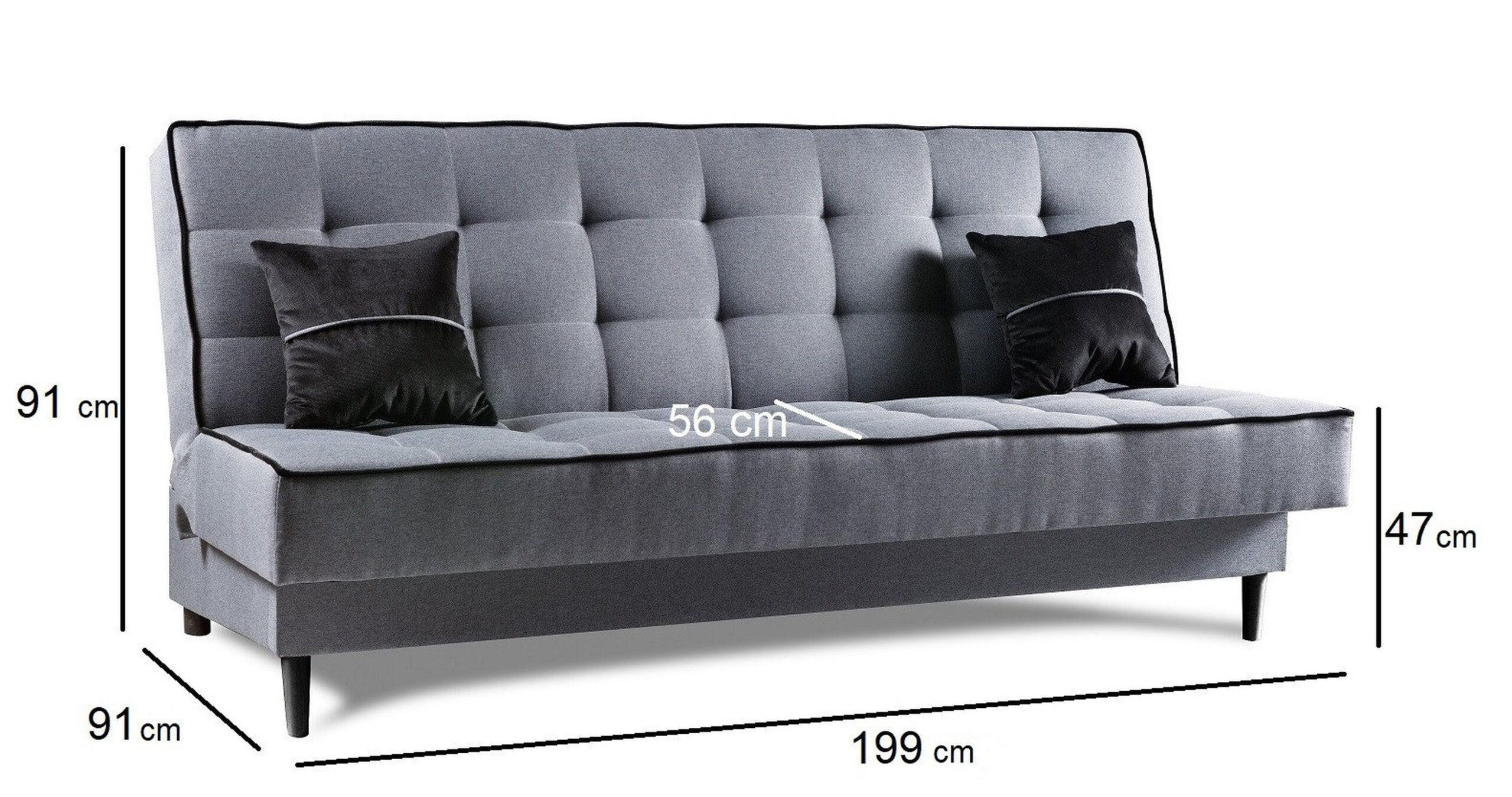 SCHLAFSOFA BONITO, Sofa mit Schlaffunktion und Bettkasten, Farbe: Grau, Velourstoff - Grau, Textil (199/91/91cm) - Sepro Meble