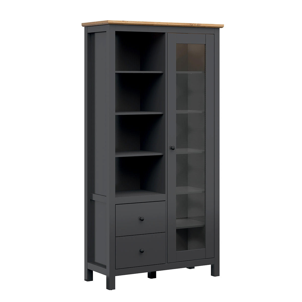 GESCHIRRSCHRANK Duck Anthrazitgrau und Holz - Grau, Holzwerkstoff (106/203/44cm) - Petits-meubles