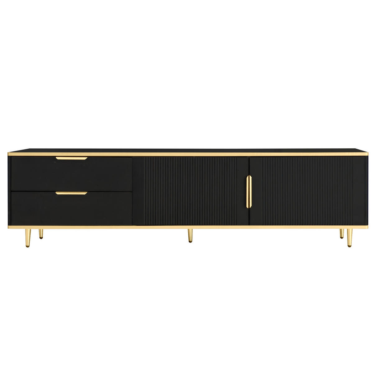 TV-LOWBOARD 170/45/37 cm mit 2 Schubladen und 2 Türen - Schwarz, Holzwerkstoff (175/45/40cm) - BEAOK
