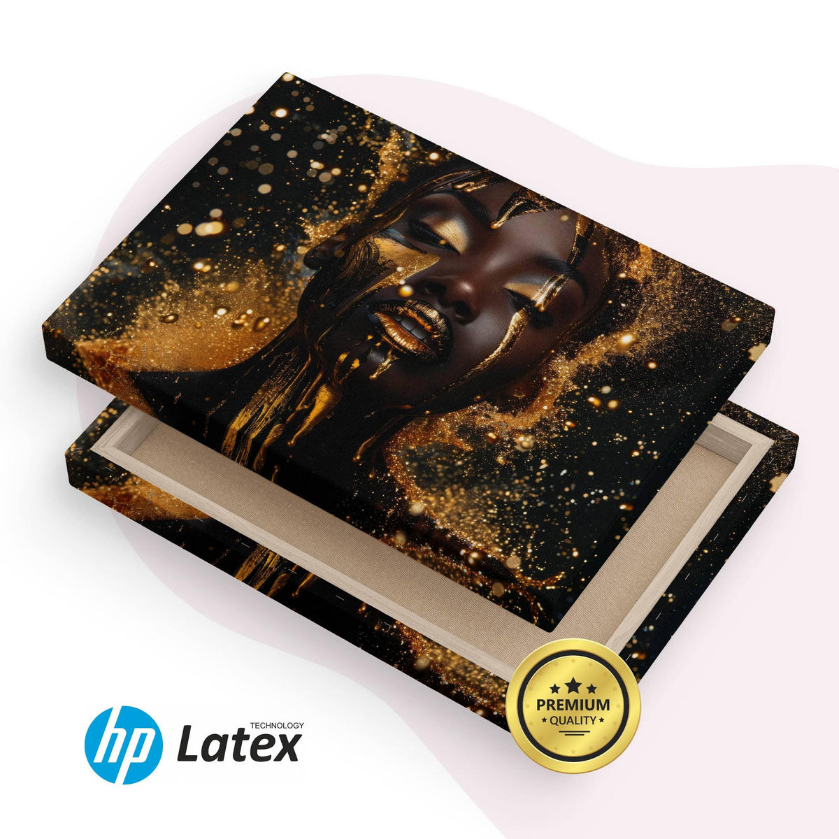 LEINWANDBILD für Wohnzimmer Porträt Frau Abstraktion Glamour 90cm x 60cm - Beige/Schwarz, Textil (90/60cm) - Muralo