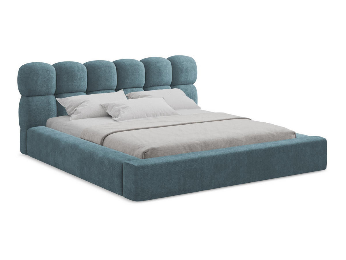 POLSTERBETT mit Bettkasten und Lattenrost 180x240 Blau - Blau/Blaugrau, Kunststoff/Textil (140/200cm) - Makamii