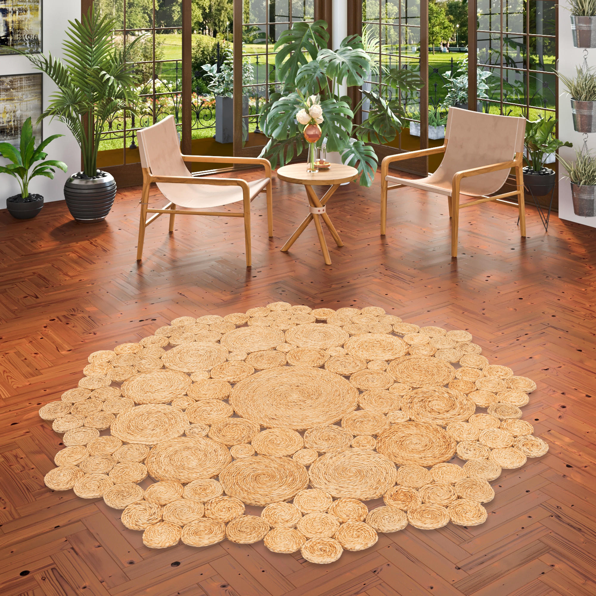 NATURFASER TEPPICH JUTE SALSA NATUR CIRCLE RUND - Beige, Textil (120/120cm) - Pergamon