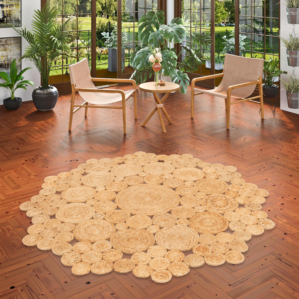NATURFASER TEPPICH JUTE SALSA NATUR CIRCLE RUND - Beige, Textil (120/120cm) - Pergamon