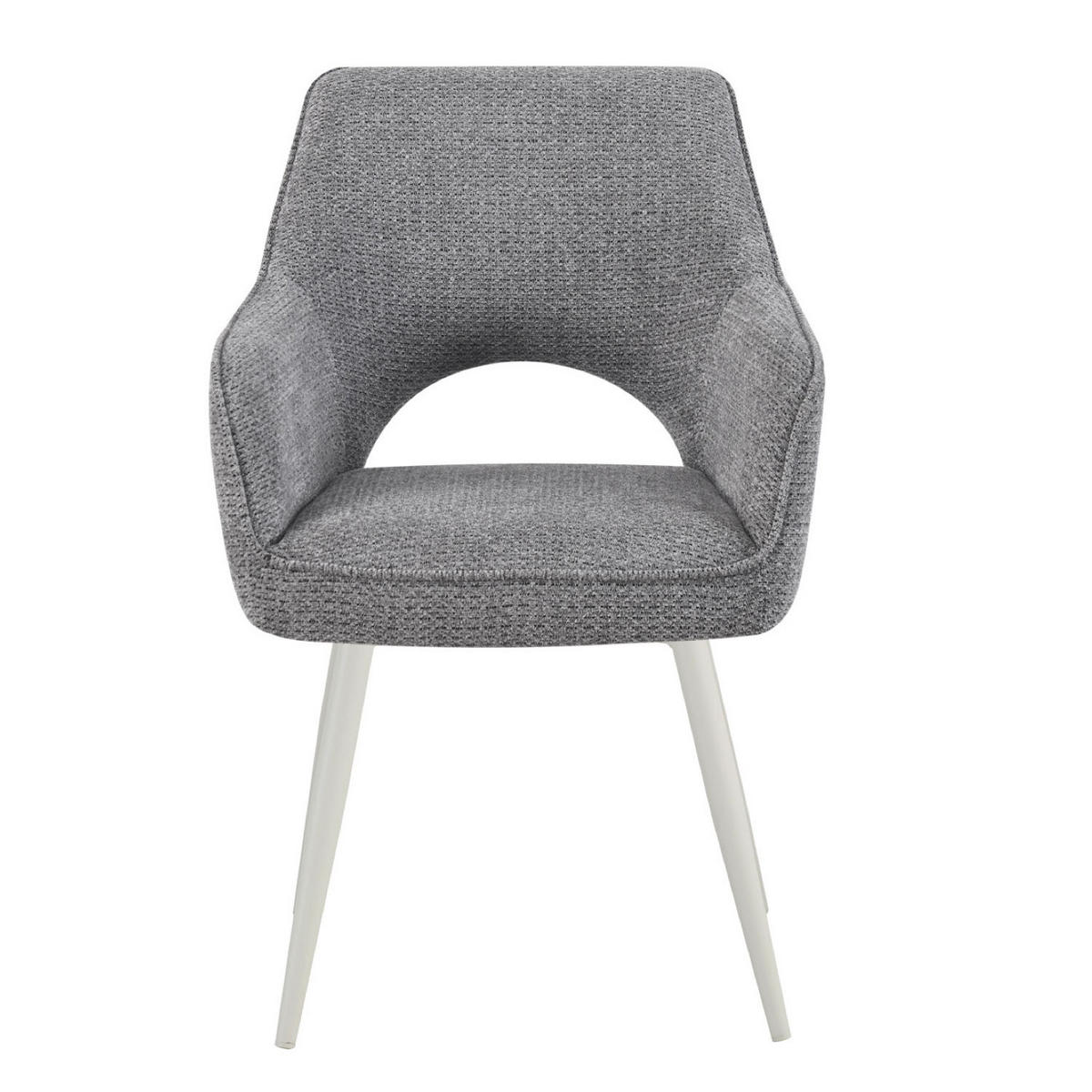 ESSZIMMERSTUHL THOMAS-MOMO 2er-Set 4-Fuss-Gestell - Weiß/Grau, Textil (57/86/63cm) - DUBI Möbel